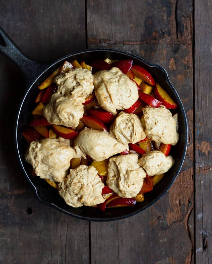 Ready to bake Easy Plum and Apple Cobbler | Easy vegan plum cobbler recipe