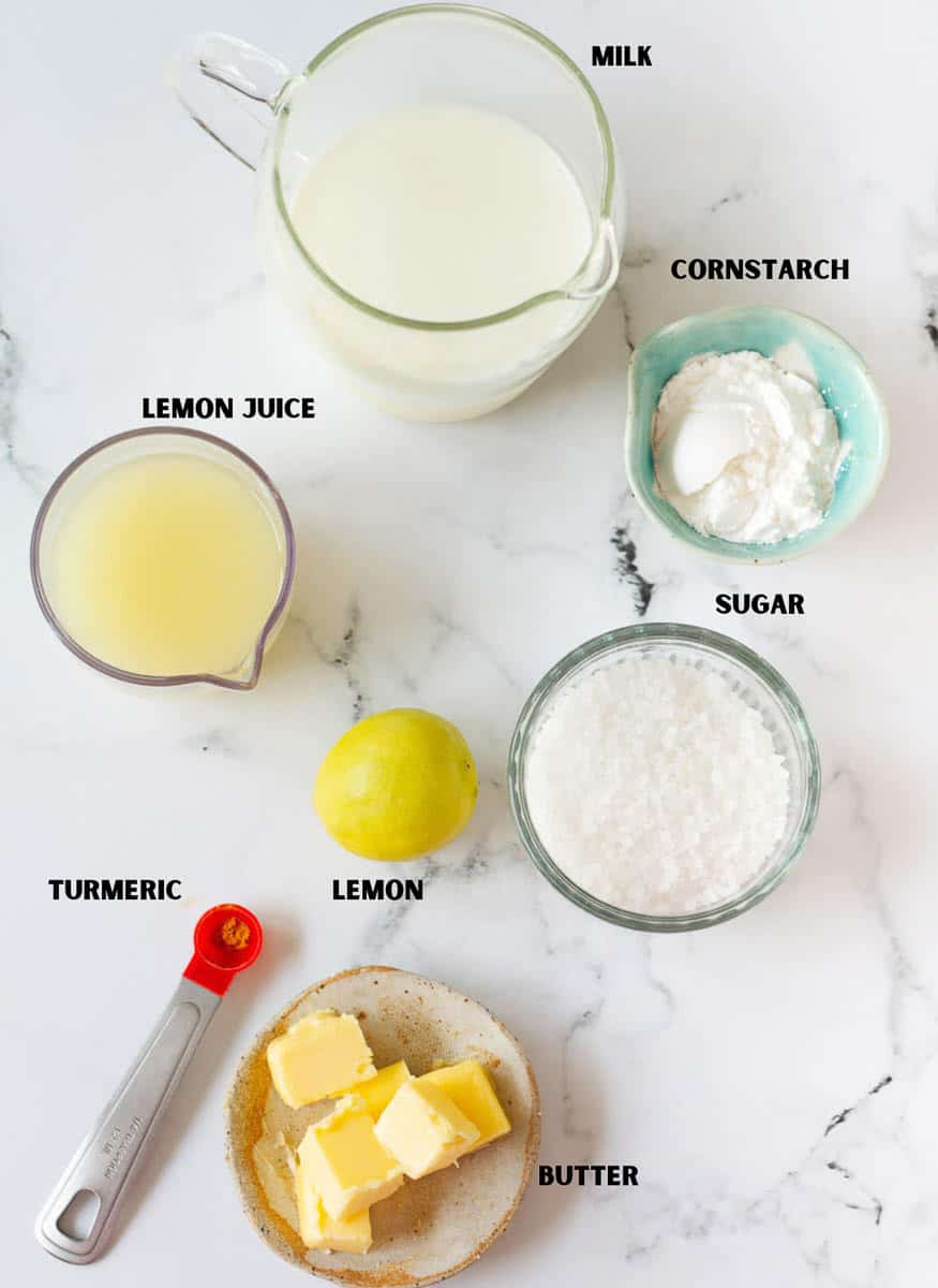 Ingredients for eggless lemon curd